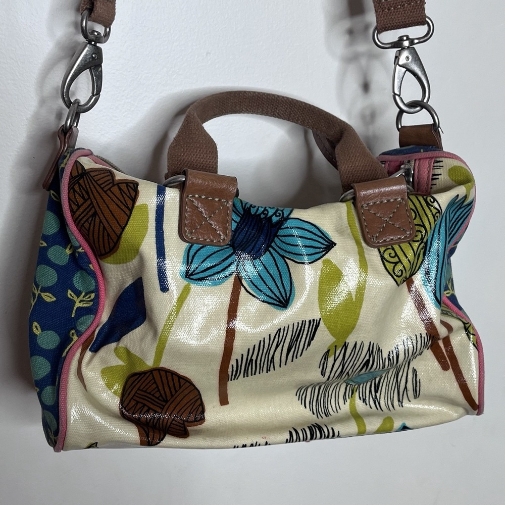 Fossil Keyper Y2K Crossbody Coated Canvas Floral Satchel Bag Colorful Artsy - Picture 9 of 12